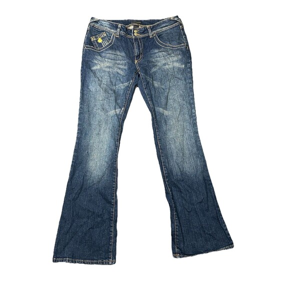 Vintage Rocawear Jeans‎ Flare Size 13 Embroidered Pocket Flap Y2K Skater Grunge - Picture 2 of 7